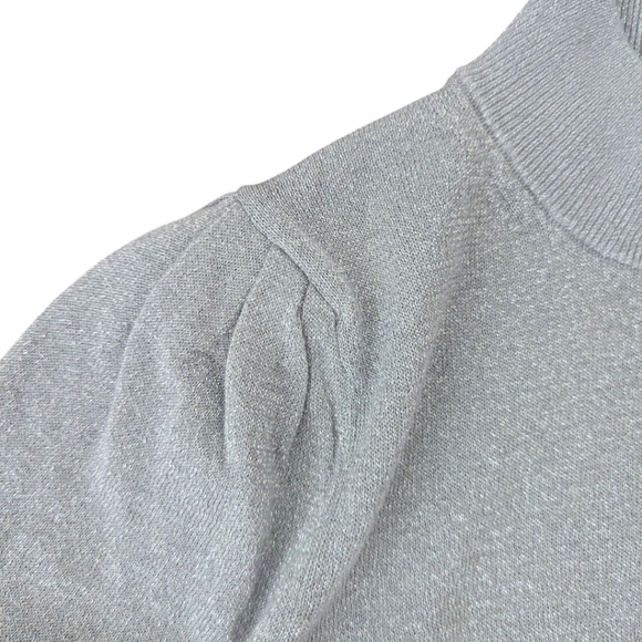 Michael Kors Lurex Silver Mock Neck Short Sleeve Sweater NWT Sz M - Picture 4 of 7